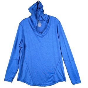 Danskin Now Women's Top 3X Tee Long‎ Sleeve Hoodie Blue Heather Lightweight Plus